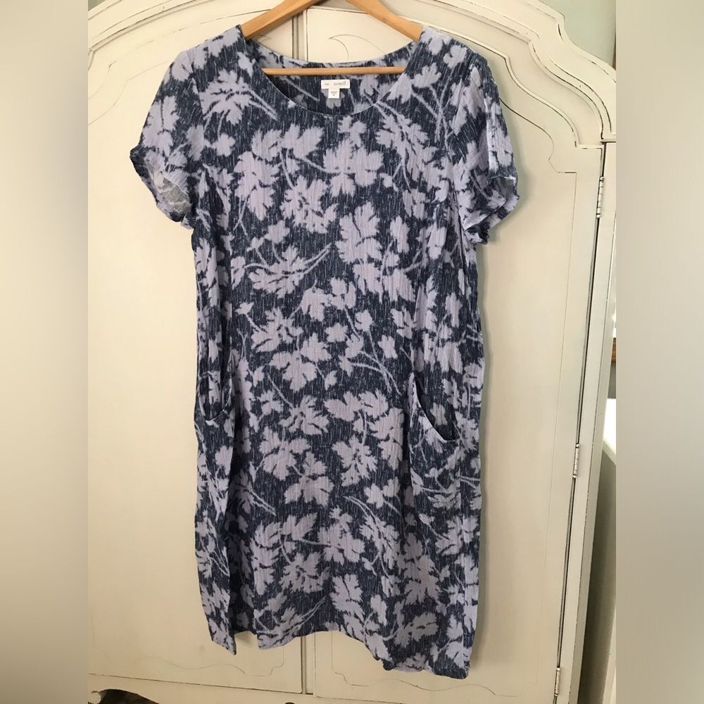 J Jill PureJill light blue cap sleeve lined linen dress With pockets Size M